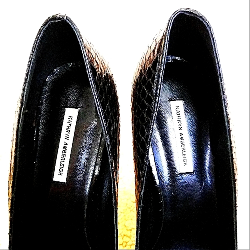 Black Kathryn Amberleigh Snake Skin high Heels size 9M - Picture 7 of 9